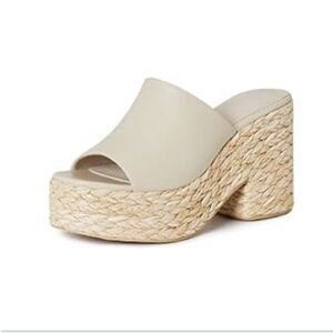 Beige Woven Platform Sandals
